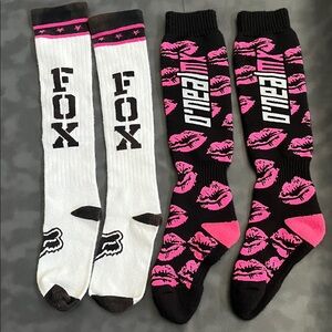 Fox Women's Knee-High Socks Two-Pack - White/Black & Black/Pink